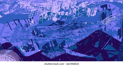 creative artistic digital background, different patterns and textures mixed together building one expressive horizontal image