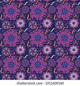 Fondo floral artístico creativo. Patrón sin fisuras del doodle dibujado a mano