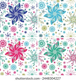 Creative artistic floral background. Hand drawn doodle seamless pattern