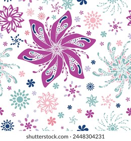 Fondo floral artístico creativo. Dibujado a mano garabato sin patrón