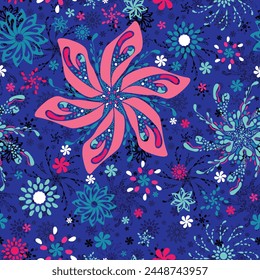 Creative artistic floral background. Hand drawn doodle seamless pattern