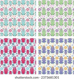 Creative artistic floral backgrounds. Hand drawn doodle patterns