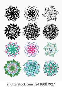 Creative artistic floral pattern set