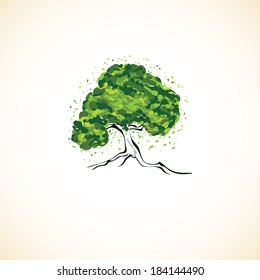 creative artistic green olive tree
