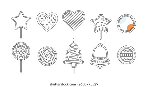 Creative artistic hand drawn holiday celebration shapes and objects collection for festive occasions