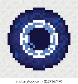 Creative artistic illustration of an evil eye. Pixel art design. Isolated vector. Symbol of protection. Amulet from evil eye. Magic item, attribute.