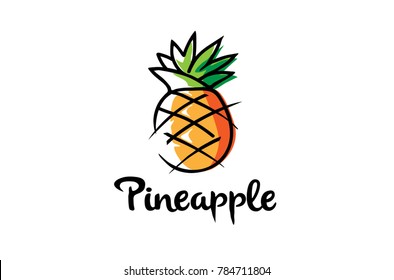 Creative Artistic Pineapple Fruit Logo Symbol Design Illustration