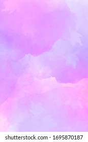 Creative artistic Violet pink background. Watercolor purple peach vector background of clouds with a gap.