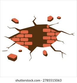 Creative artistic visual of abstract cracked perforated wall broken wall abstract hollow walls under old plaster drawn as delicate flat artwork for childrens books