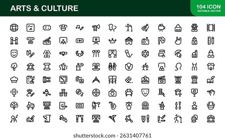 Creative Arts and Culture Icons. Modern Vector Illustrations for Designers and Artists