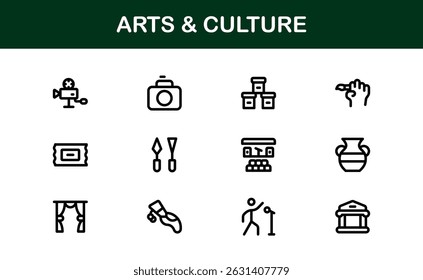 Creative Arts and Culture Icons. Modern Vector Illustrations for Designers and Artists