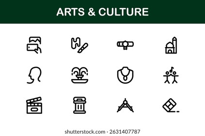 Creative Arts and Culture Icons. Modern Vector Illustrations for Designers and Artists