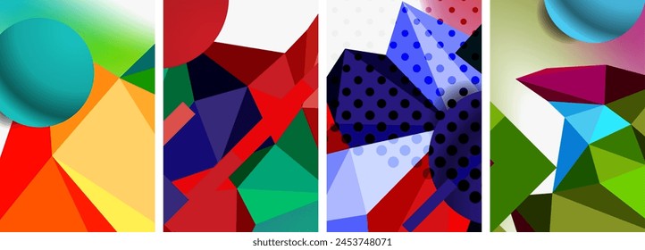 A creative arts piece featuring a vibrant mix of azure, magenta, and geometric shapes like rectangles and triangles. The symmetry and textile texture add depth to the art composition