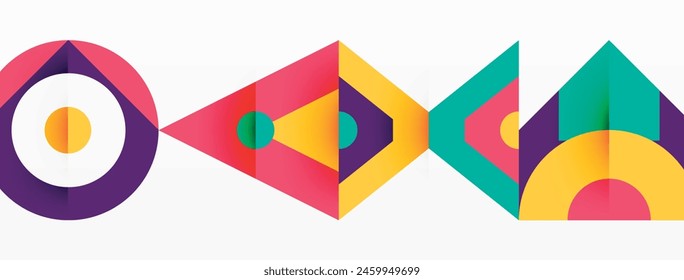 A creative arts product showcasing a symmetrical pattern of triangles and rectangles in tints and shades of magenta and electric blue on a white background