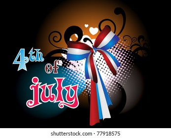 creative artwork background with ribbon for 4 july