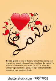creative artwork decorated red heart with background