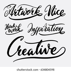 Creative artwork hand written typography. Good use for logotype, symbol, cover label, product, brand, poster title or any graphic design you want. Easy to use or change color 
