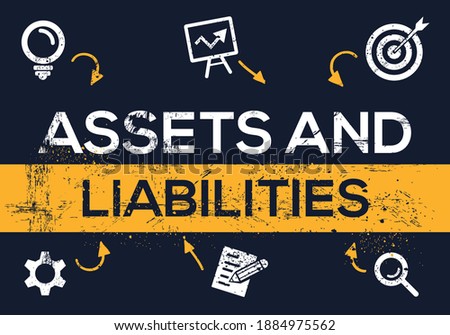 Creative (assets and liabilities) Banner Word with Icon ,Vector illustration.
