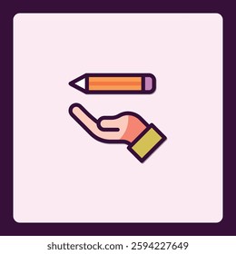 Creative assistance symbolized by hand offering a pencil icon illustration