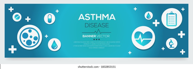Creative (Asthma) disease Banner Word with Icons ,Vector illustration.	