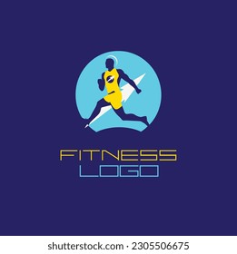 Creative Athlete Running Man Workout Logo Vector Design Illustration