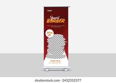 Creative and attractive roll up banner template, vector design.