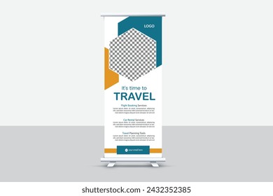 Creative and attractive roll up banner template, vector design.