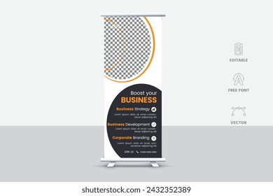 Creative and attractive roll up banner template, vector design.