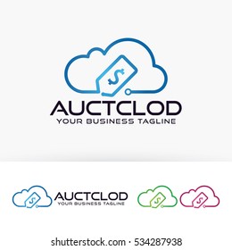 Creative auction logo design. Online auction technology logo template