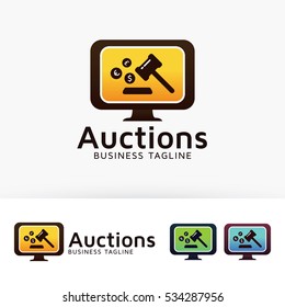 Creative auction logo design. Online auction logo template