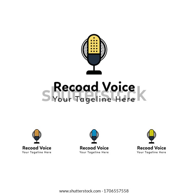 Creative audio record voice logo template with\
professional look