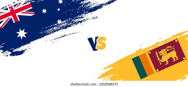 Creative Australia vs Sri Lanka brush flag illustration. Artistic brush style two country flags relationship background