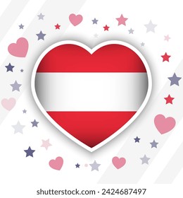 Icono creativo del corazón de la bandera de Austria