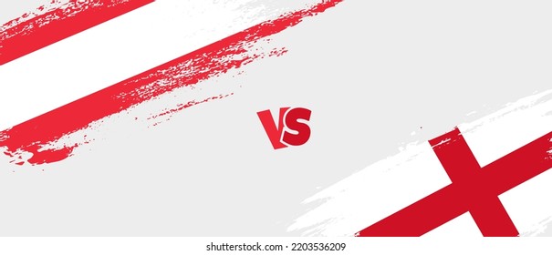 Creative Austria vs England brush flag illustration. Artistic brush style two country flags relationship background