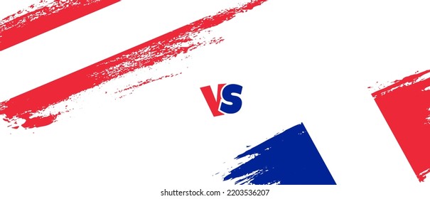 Creative Austria vs France brush flag illustration. Artistic brush style two country flags relationship background