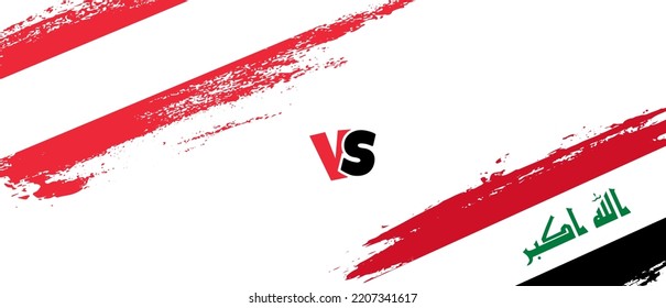 Creative Austria vs Iraq brush flag illustration. Artistic brush style two country flags relationship background