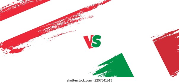 Creative Austria vs Italy brush flag illustration. Artistic brush style two country flags relationship background