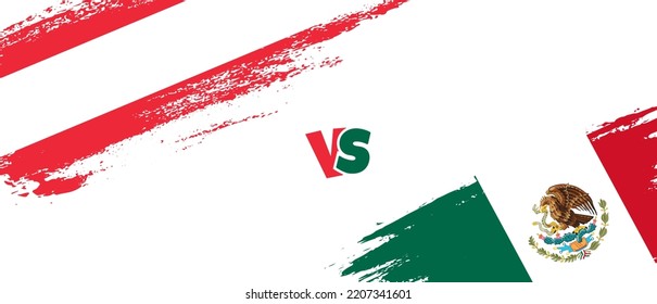 Creative Austria vs Mexico brush flag illustration. Artistic brush style two country flags relationship background
