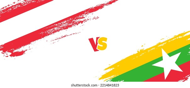 Ilustración de la bandera del pincel Creative Austria vs Myanmar. Estilo de pincel artificial dos indicadores de país fondo de relación