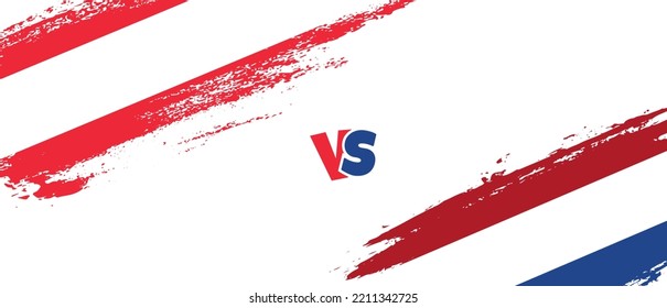 Creative Austria vs Netherlands brush flag illustration. Artistic brush style two country flags relationship background