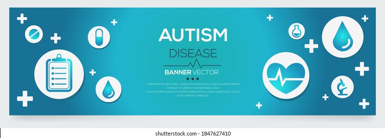 Creative (Autism) disease Banner Word with Icons ,Vector illustration.
