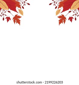 Creative autumn background with simple leaves  Leaf fall. 