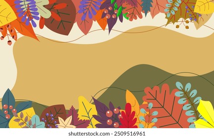 Creative autumn background with simple leaves and texture. Leaf fall. abstract illustration
