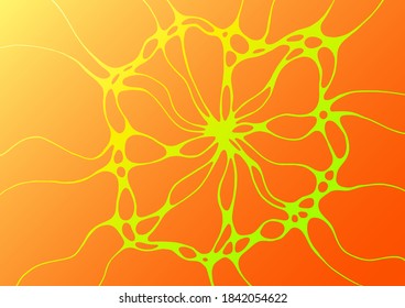 Creative autumn or summer wavy fluid gradient shapes poster design. Curve lines motion concept background. Yellow green curve shapes flow. Gradient fluid elements organic design. Techno style for web.