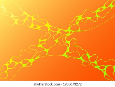Creative autumn or summer wavy fluid gradient shapes poster design. Curve lines motion concept background. Yellow green curve shapes flow. Gradient fluid elements organic design. Techno style for web.