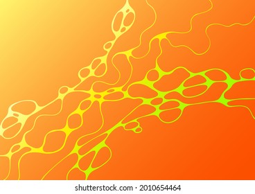 Creative autumn or summer wavy fluid gradient shapes poster design. Curve lines motion concept background. Yellow green curve shapes flow. Gradient fluid elements organic design. Techno style for web.