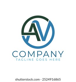 Coleção de modelos de design de logotipo de carta AV Criativa