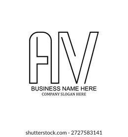 Diseño creativo del logotipo AV, marca minimalista moderna, icono AV único, identidad AV profesional, identidad visual versátil limpia