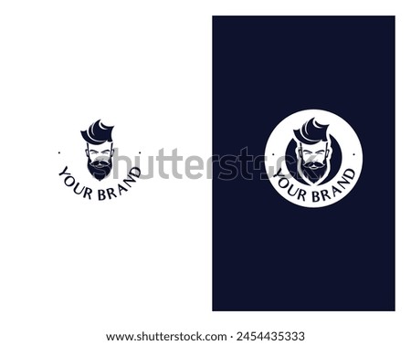 Creative avatar of Beard Man logo design. Man Salon haircut logo. Barbershop vector logo sign. 