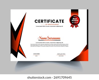 Muestra de diseño de certificado de Profesional de premio creativo